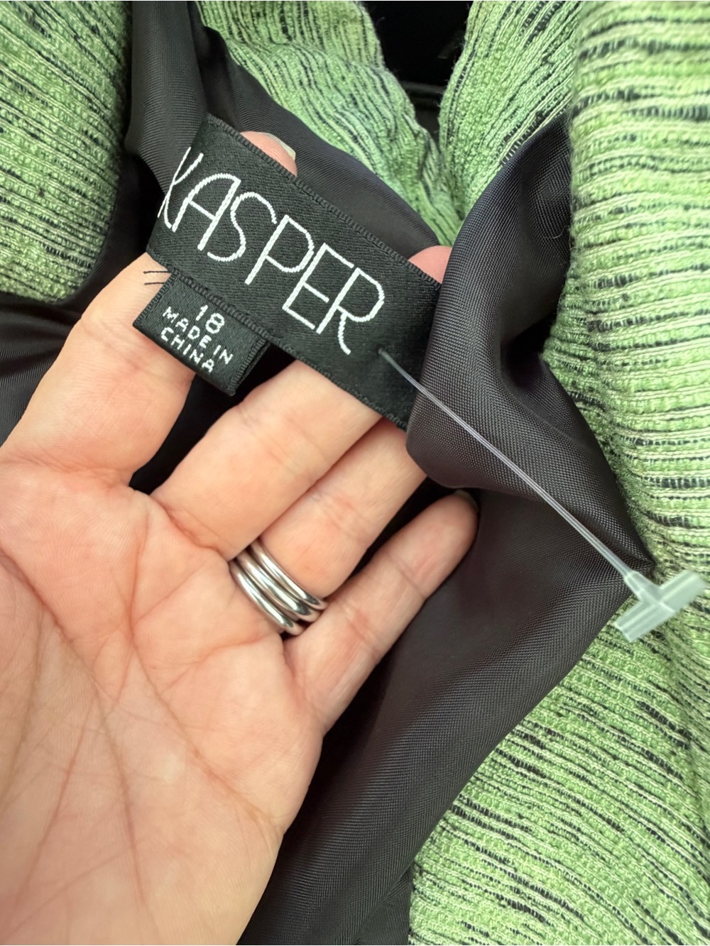 NEW Kasper Jacket SILK Blazer jacket green one Button Career Workwear PLUS SZ 18 - Picture 6 of 7